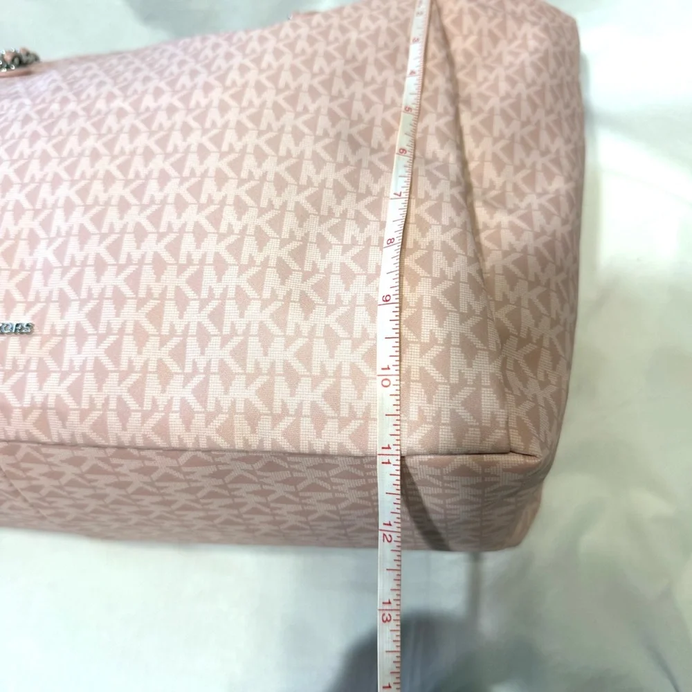 Michael Kors Georgia Large Top Zip Tote Bag Signature Print Canvas Smokey Pink - Picture 14 of 15